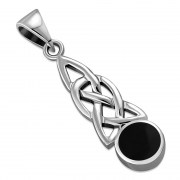 Black Onyx Celtic Knot Silver Pendant - p583